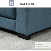 2-Seater Convertible Sofa Bed with Tufted Backrest, Cushions, and Foldable Floor Mattress, Linen-Like Fabric Sofa for Living Room, Guest Room, 147.5 x 75 x 85 cm, Blue