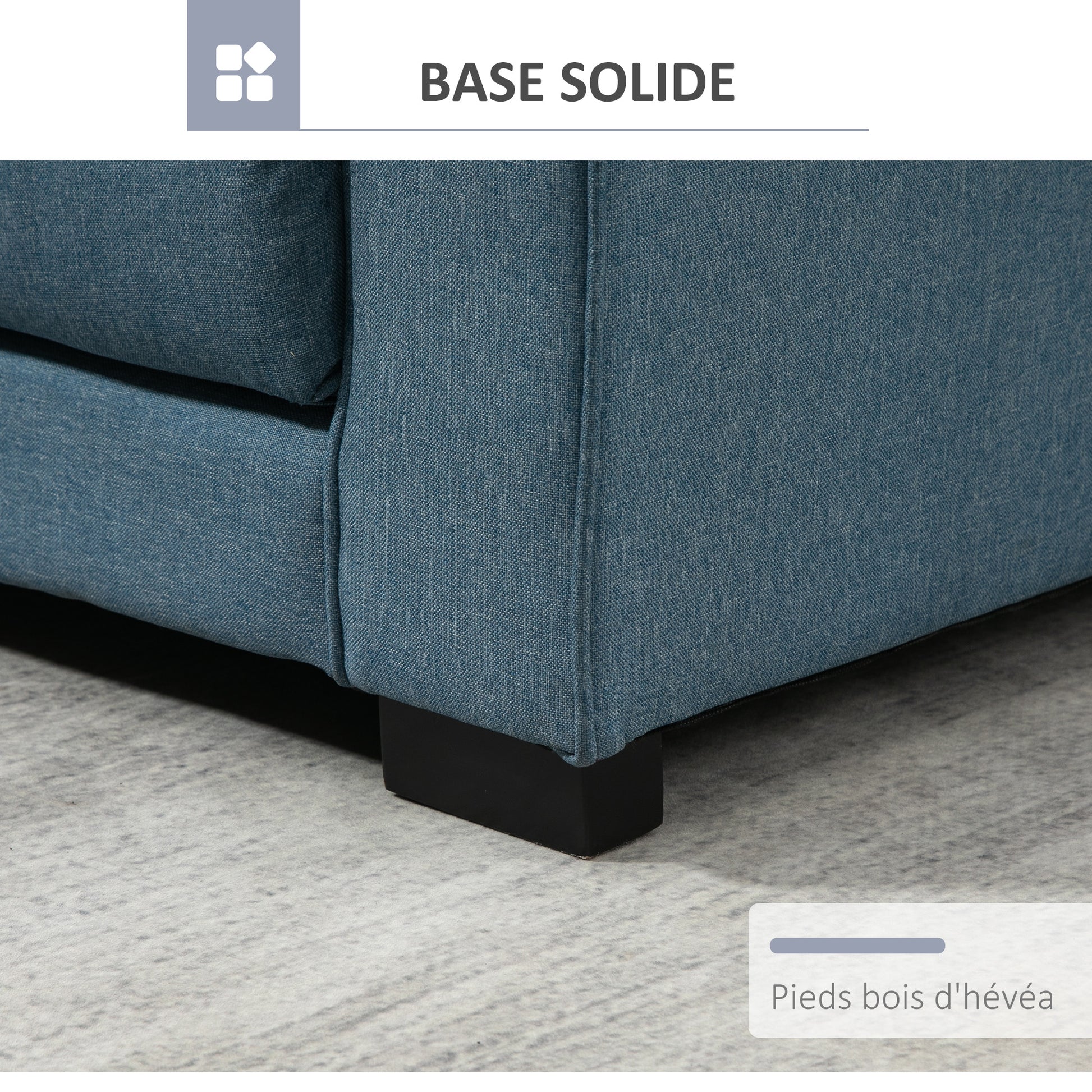2-Seater Convertible Sofa Bed with Tufted Backrest, Cushions, and Foldable Floor Mattress, Linen-Like Fabric Sofa for Living Room, Guest Room, 147.5 x 75 x 85 cm, Blue