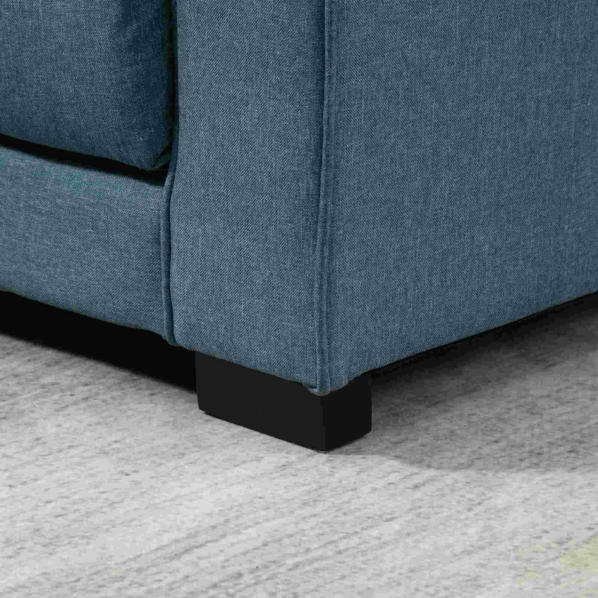 2-Seater Convertible Sofa Bed with Tufted Backrest, Cushions, and Foldable Floor Mattress, Linen-Like Fabric Sofa for Living Room, Guest Room, 147.5 x 75 x 85 cm, Blue