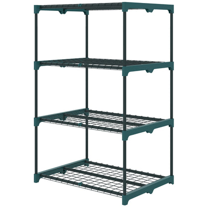 4-Tier Steel Plant Stand — Indoor/Outdoor Flower Shelf for Garden, Balcony & Living Room, 26.4 x 19.3 x 41.3 in (67 x 49 x 105 cm), Green