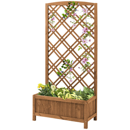 Planter with Trellis Wood Planter with Climbing Frame for Plants in Outdoor Terrace Garden Balcony 23.6x11.8x48.2 inches Natural