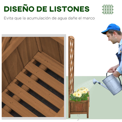 Planter with Trellis Wood Planter with Climbing Frame for Plants in Outdoor Terrace Garden Balcony 23.6x11.8x48.2 inches Natural