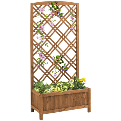 Planter with Trellis Wood Planter with Climbing Frame for Plants in Outdoor Terrace Garden Balcony 23.6x11.8x48.2 inches Natural