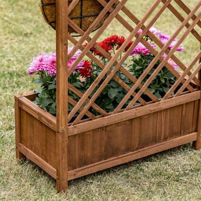 Planter with Trellis Wood Planter with Climbing Frame for Plants in Outdoor Terrace Garden Balcony 23.6x11.8x48.2 inches Natural