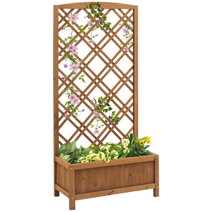 Planter with Trellis Wood Planter with Climbing Frame for Plants in Outdoor Terrace Garden Balcony 23.6x11.8x48.2 inches Natural