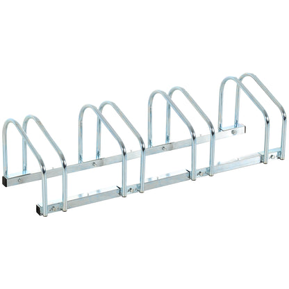 Bike Parking Rack Steel Stand for Parking Bikes on Floor or Wall Indoor and Outdoor Parking 110x33x27 cm Silver