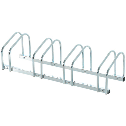 Bike Parking Rack Steel Stand for Parking Bikes on Floor or Wall Indoor and Outdoor Parking 110x33x27 cm Silver