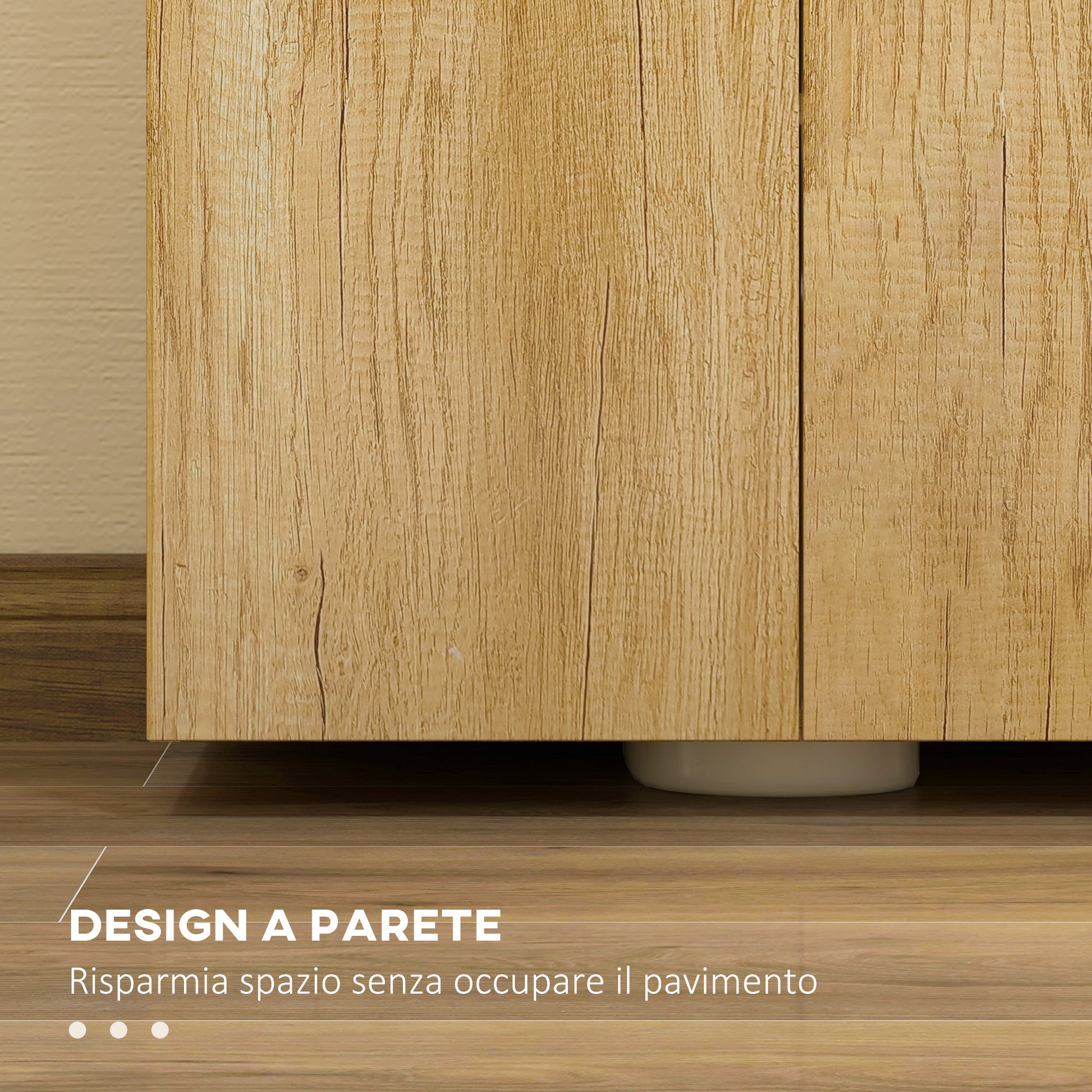 Modern Under-Sink Bathroom Vanity Unit, Wall-Mounted Cabinet with 2 Doors and 2 Shelves with U-Cutout in Wood, for Sinks with or without Pedestal, Natural Color