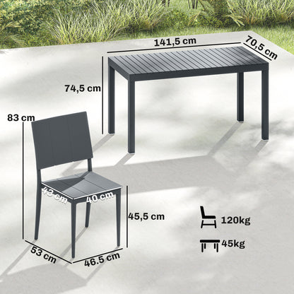 4-Person Garden Furniture Set with Stackable Chairs - PP Slatted Table & Chairs for Balcony and Patio, Anthracite Gray