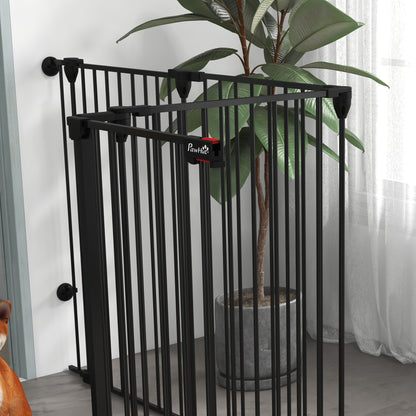 Foldable Gate for Medium and Large Dogs with Double Lock 6-Panel Steel and Plastic Construction, Indoor Safety Gate, 123x102x100 cm, Black