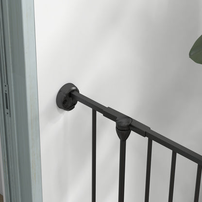 Foldable Gate for Medium and Large Dogs with Double Lock 6-Panel Steel and Plastic Construction, Indoor Safety Gate, 123x102x100 cm, Black