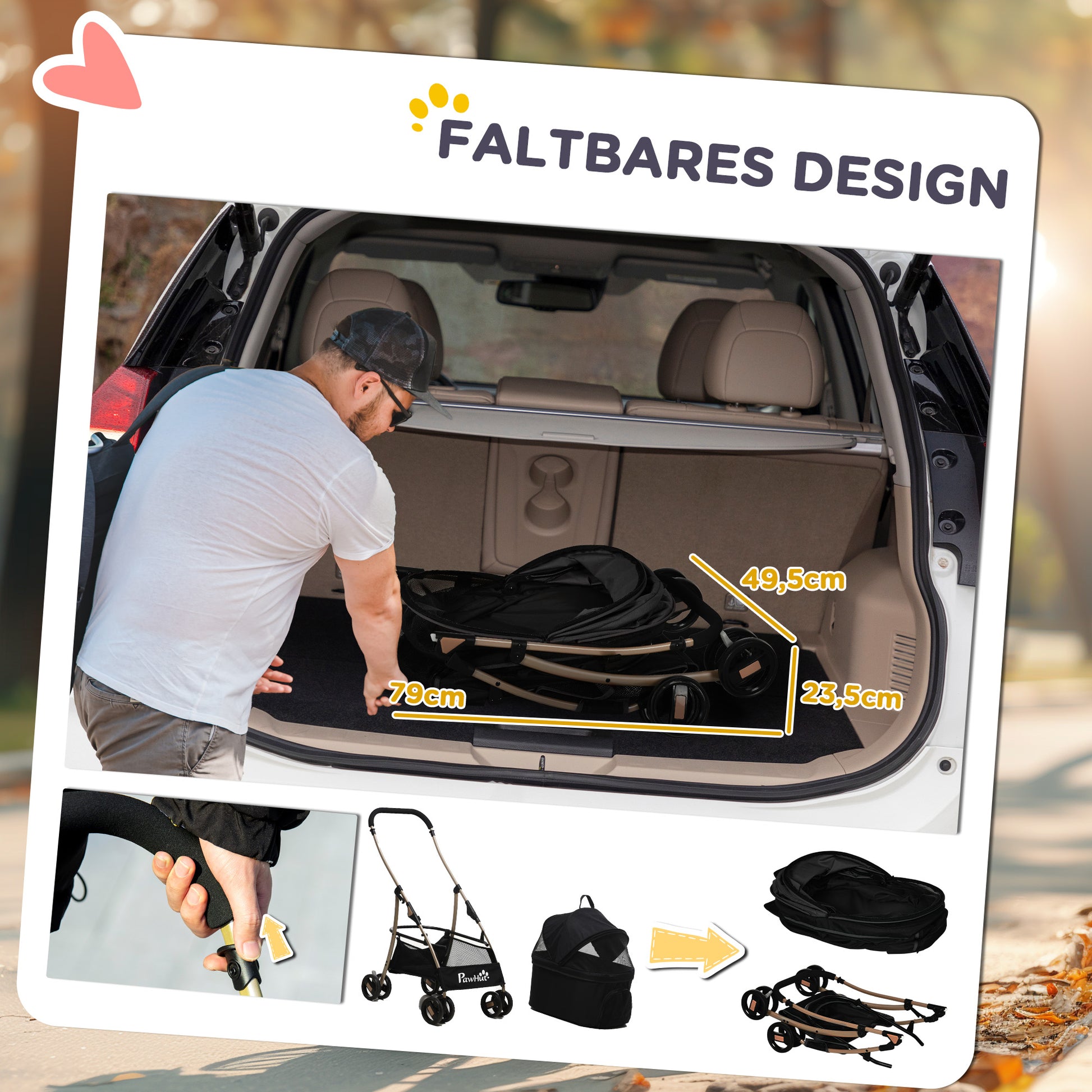 Dog Stroller, 2 in 1 Dog Trolley, Carrying Bag, Foldable Dog Buggy with Cushion, Cat Stroller for Small Dogs, Cats, Cat Buggy with 4 Wheels, Mesh Window, Oxford Fabric, Black