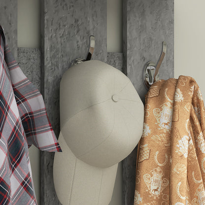 Modern Entryway Furniture Set with Shoe Cabinet and Mirror, Entry Coat Rack with 6 Hooks, 2 Adjustable Shelves and Wooden Drawers for Hallway, 90x24x177 cm, White and Light Gray