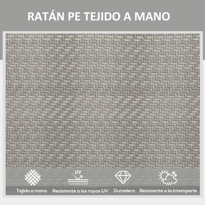 Reclining Folding Rattan Lounger with Adjustable 5-Level Backrest and Steel Frame Load 330 lbs for Patio Terrace Gradient Light Gray