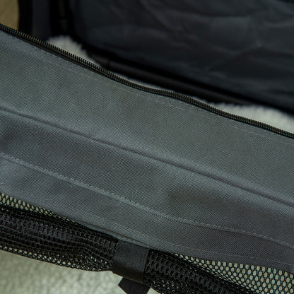 Dog Bag Pet Crate with Mesh Window, Cat Transport Crate with Cushion, Transport Box, Travel Bag for Dogs up to 4 kg, Oxford, Gray, 60 x 42 x 42 cm