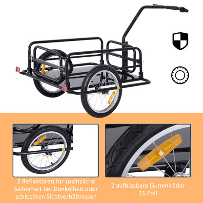 Folding Bicycle Trailer Cargo Trailer with Coupling, Receiver & Reflectors Transport Cart Loadable up to 40 kg, Transport Trailer for Camping, Shopping, Moving 155 x 71.5 x 77 cm