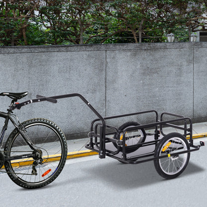 Folding Bicycle Trailer Cargo Trailer with Coupling, Receiver & Reflectors Transport Cart Loadable up to 40 kg, Transport Trailer for Camping, Shopping, Moving 155 x 71.5 x 77 cm