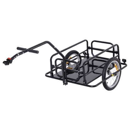 Folding Bicycle Trailer Cargo Trailer with Coupling, Receiver & Reflectors Transport Cart Loadable up to 40 kg, Transport Trailer for Camping, Shopping, Moving 155 x 71.5 x 77 cm