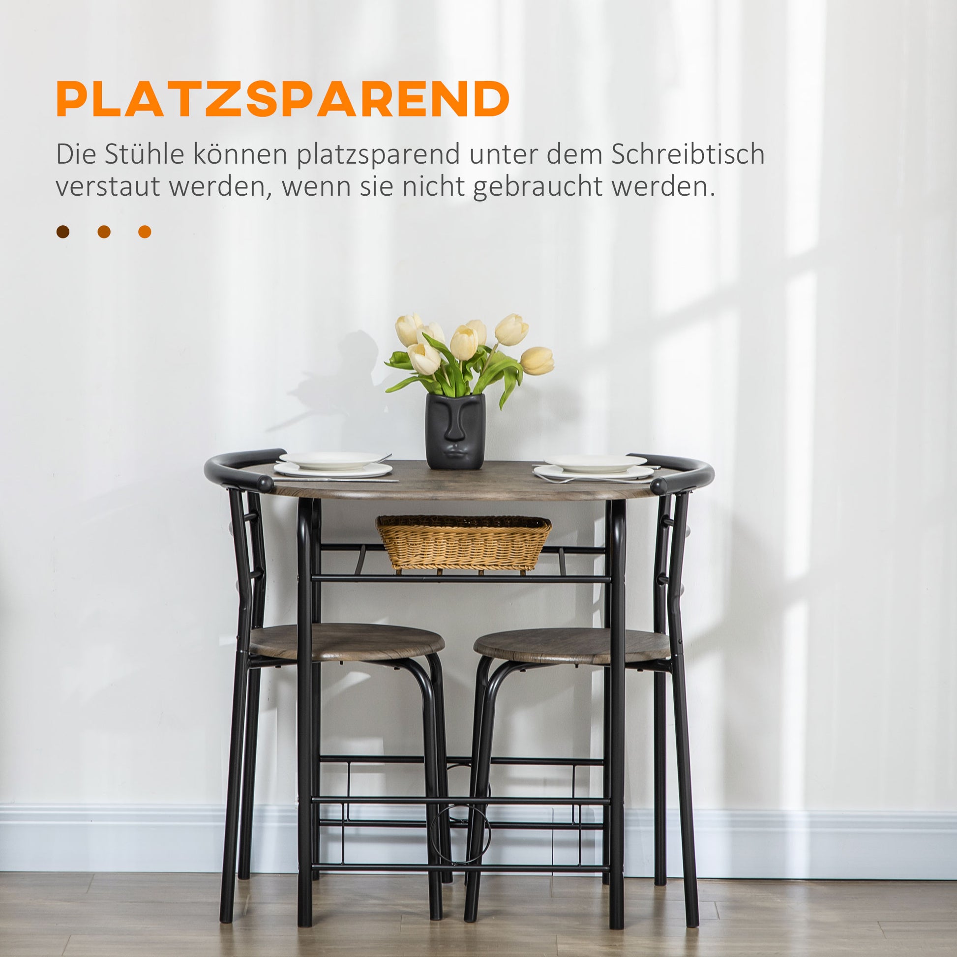Dining Set, Dining Table with 2 Chairs, Dining Group for 2 Persons, Oval Kitchen Table with Storage Shelf, Kitchen Table Set, Table Group for Kitchen, Metal, Black