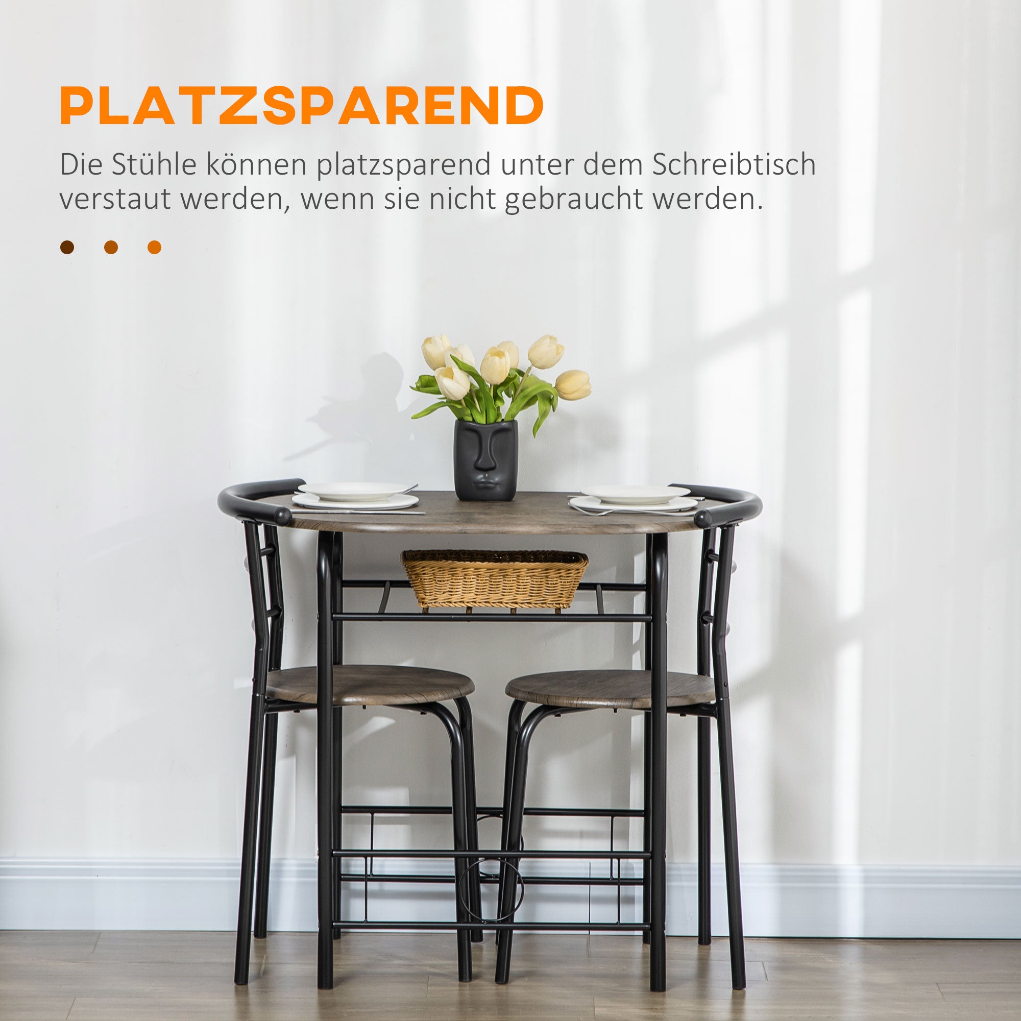 Dining Set, Dining Table with 2 Chairs, Dining Group for 2 Persons, Oval Kitchen Table with Storage Shelf, Kitchen Table Set, Table Group for Kitchen, Metal, Black