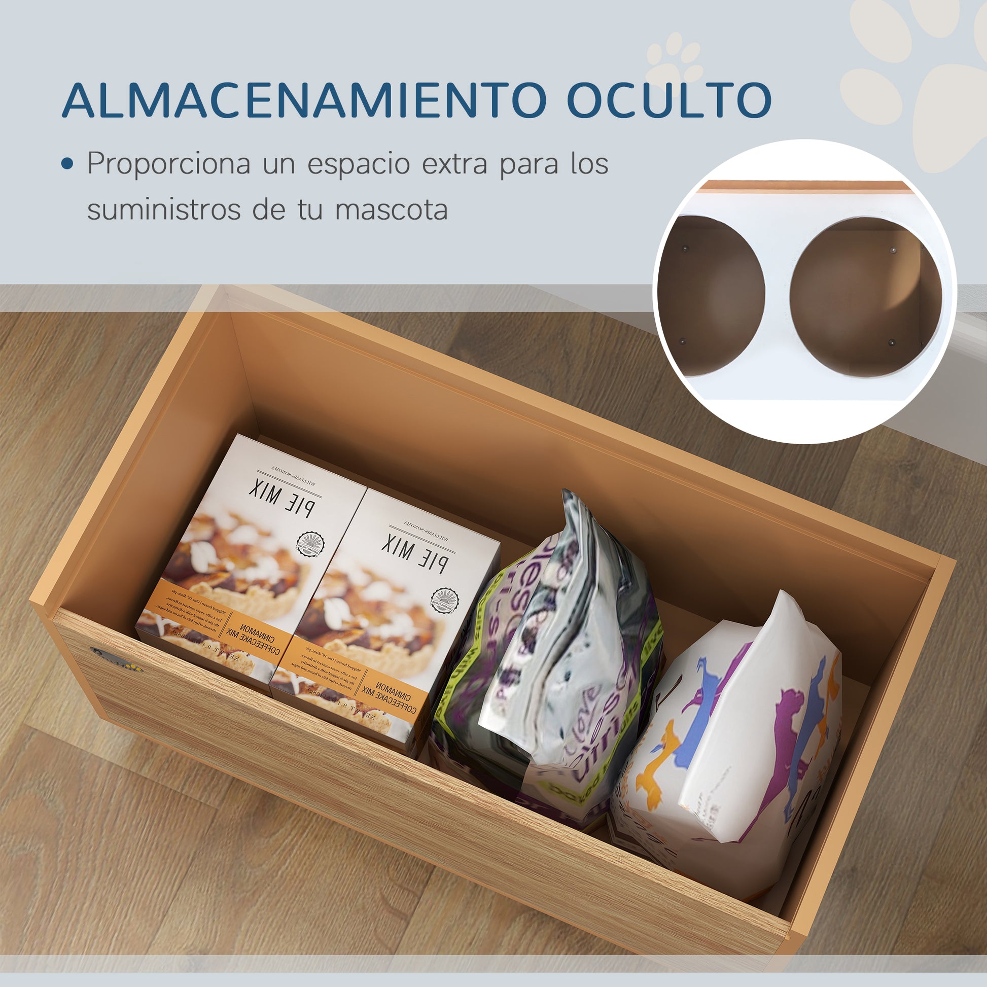 Elevated Dog Feeder with Removable Slow Feeder and Storage Space Bowls for Large Dogs with 2x2 L Stainless Steel Feeder and Drinker Oak