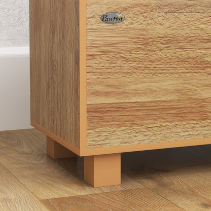 Elevated Dog Feeder with Removable Slow Feeder and Storage Space Bowls for Large Dogs with 2x2 L Stainless Steel Feeder and Drinker Oak