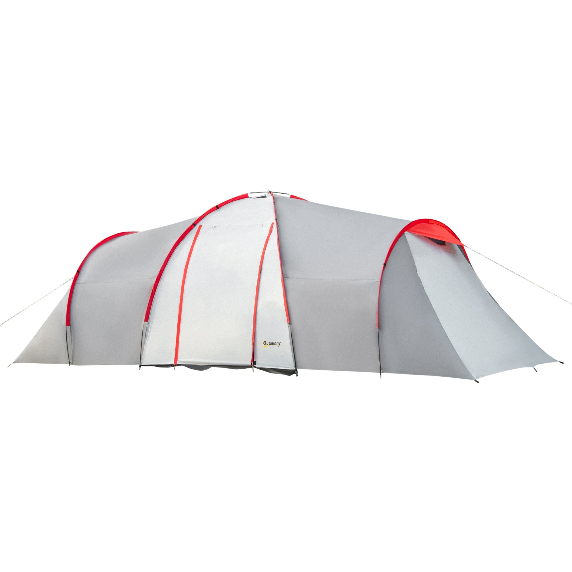 Camping Tent, Tunnel Tent for 6 Persons with 2 Bedrooms, Living Room, Apsis, Windproof UV50+ Family Tent with Carrying Bag, 2000mm Water Resistant for Camping, Garden, Gray
