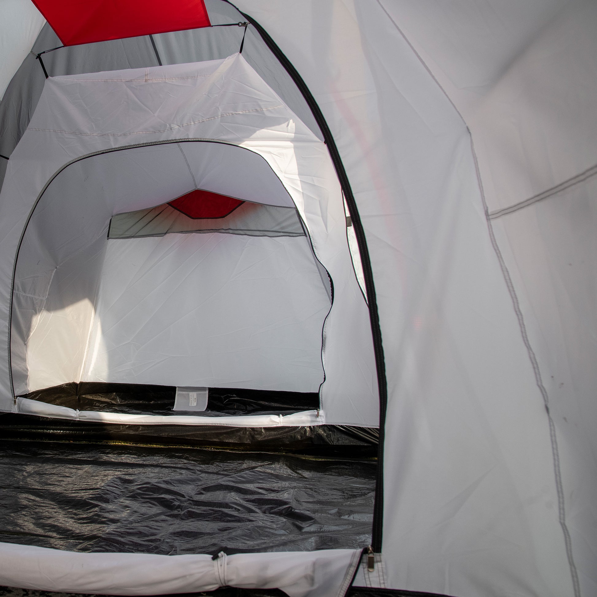 Camping Tent, Tunnel Tent for 6 Persons with 2 Bedrooms, Living Room, Apsis, Windproof UV50+ Family Tent with Carrying Bag, 2000mm Water Resistant for Camping, Garden, Gray