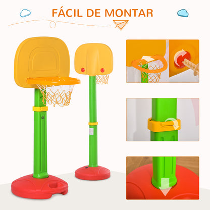 Children's Adjustable Basketball Hoop with 2 Balls and Air Pump for Kids 3+ Indoor and Outdoor Sports Toys 52.5x44x120-160 cm Multicolor