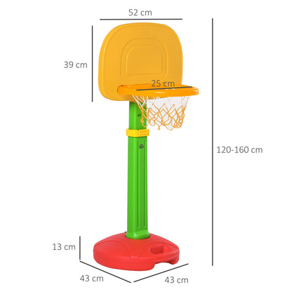 Children's Adjustable Basketball Hoop with 2 Balls and Air Pump for Kids 3+ Indoor and Outdoor Sports Toys 52.5x44x120-160 cm Multicolor