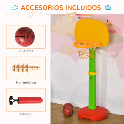 Children's Adjustable Basketball Hoop with 2 Balls and Air Pump for Kids 3+ Indoor and Outdoor Sports Toys 52.5x44x120-160 cm Multicolor