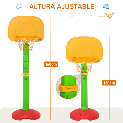 Children's Adjustable Basketball Hoop with 2 Balls and Air Pump for Kids 3+ Indoor and Outdoor Sports Toys 52.5x44x120-160 cm Multicolor