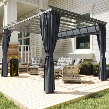 Pergola approx. 3.6 x 3.0 m Garden Pavilion — Aluminum Patio Canopy with Adjustable Retractable Roof, Freestanding Sun Shelter, Dark Gray