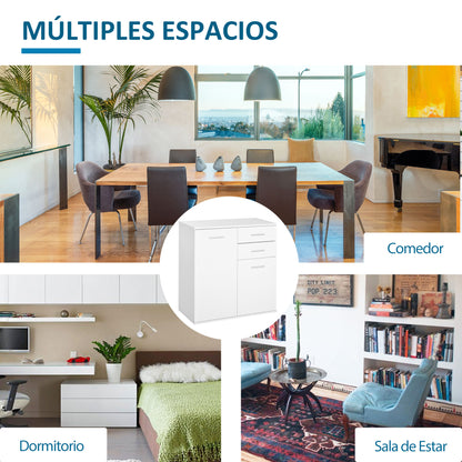 Cabinet Console Sideboard Buffet Storage Organizer Cabinet for Dining Room Living Room with Doors and Drawers 71x35x76cm