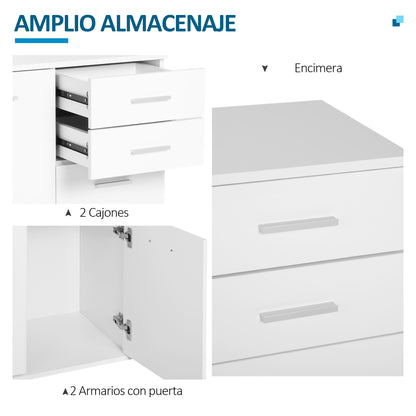 Cabinet Console Sideboard Buffet Storage Organizer Cabinet for Dining Room Living Room with Doors and Drawers 71x35x76cm