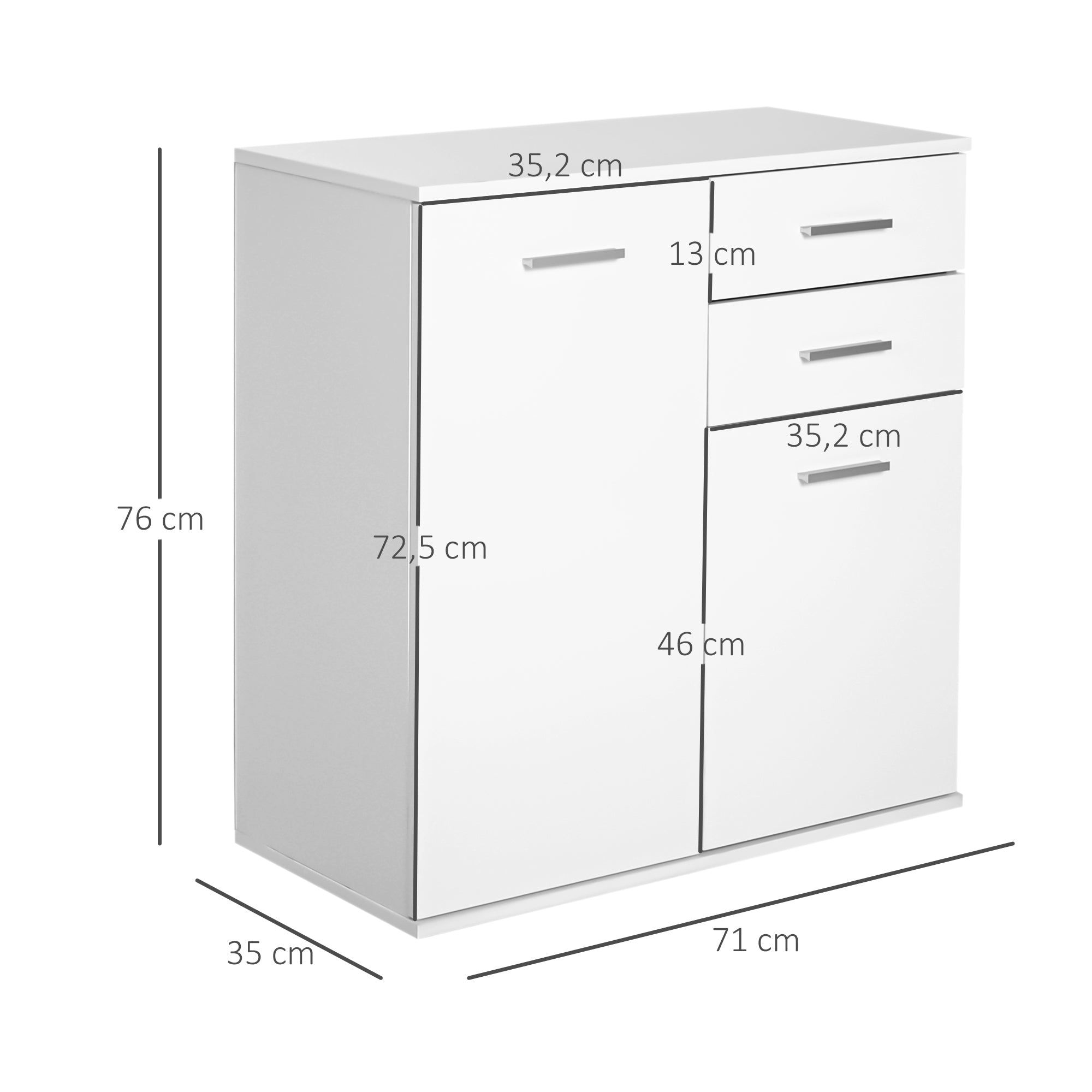 Cabinet Console Sideboard Buffet Storage Organizer Cabinet for Dining Room Living Room with Doors and Drawers 71x35x76cm