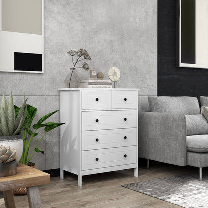 White 5-Drawer Bedroom Dresser with Handles Tall Dresser for Living Room Office Study Modern Style 74x40x91 cm
