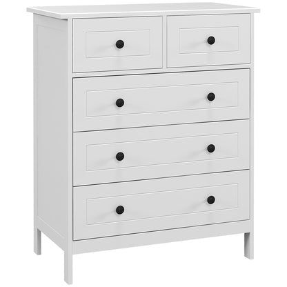 White 5-Drawer Bedroom Dresser with Handles Tall Dresser for Living Room Office Study Modern Style 74x40x91 cm