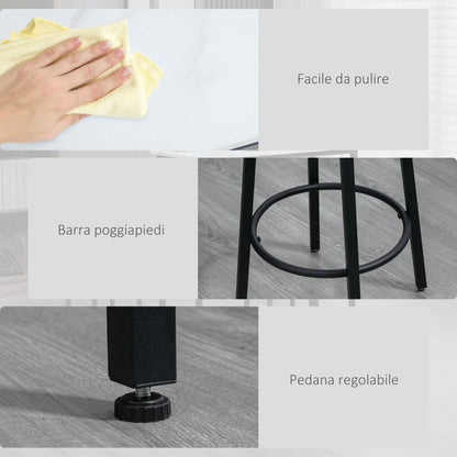 3-Piece Chipboard, MDF, and Steel Table and Chairs Set with Rectangular Table and 2 Bar Stools for Living Room and Dining Room, White and Black