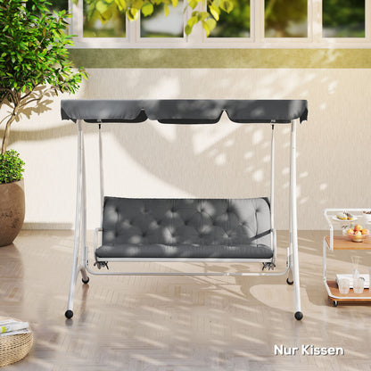 3 Seater Bench Cushion 150 x 98 x 8 cm Seat Pad with Straps Back Cushion for Indoor/Outdoor Upholstery Cushion for Bench Garden Bench Garden Furniture Porch Swings Dark Grey