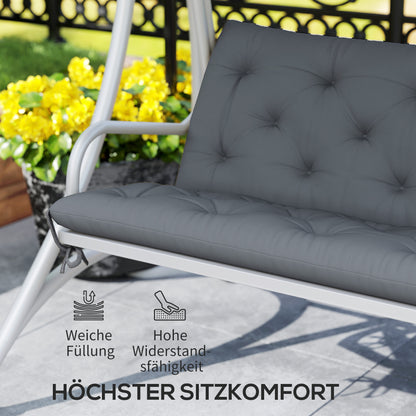 3 Seater Bench Cushion 150 x 98 x 8 cm Seat Pad with Straps Back Cushion for Indoor/Outdoor Upholstery Cushion for Bench Garden Bench Garden Furniture Porch Swings Dark Grey