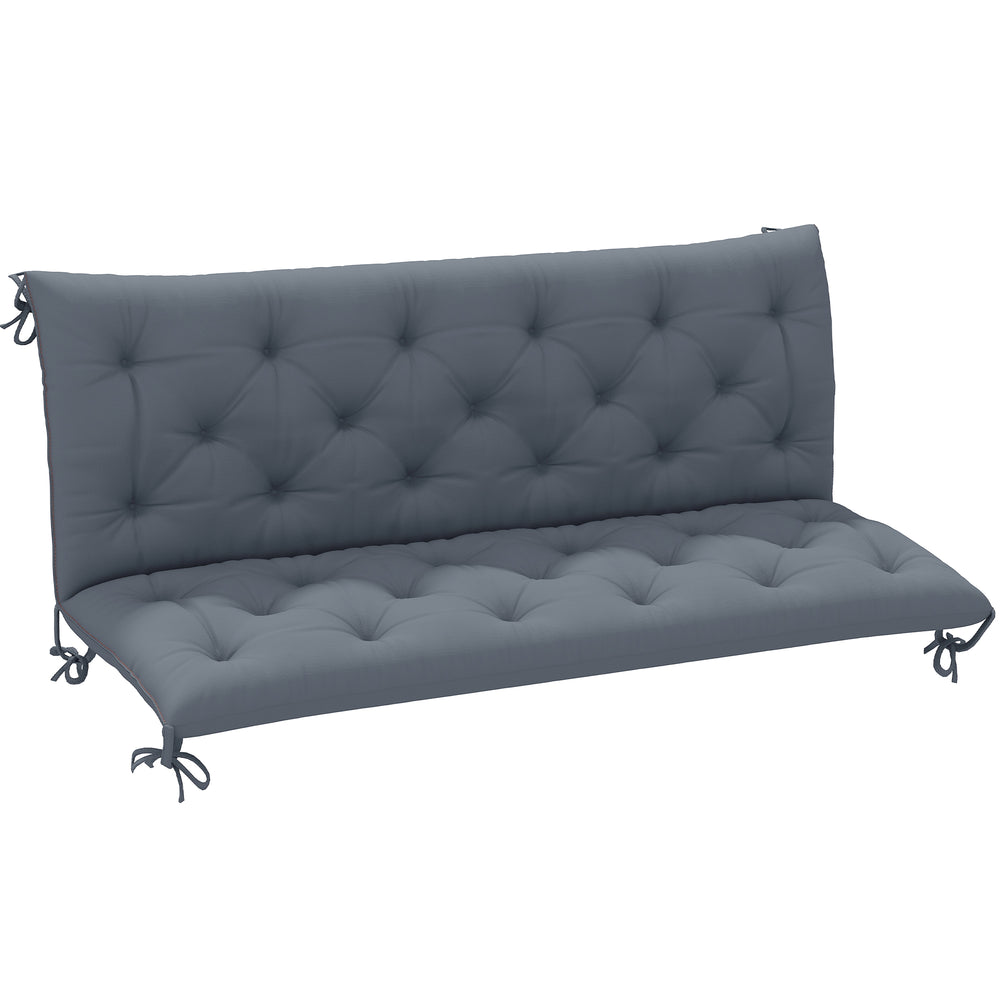 Outsunny 3-Sitzer Bankkissen 150 x 98 x 8 cm, Sitzpolster mit Gurten, Rückenpolster für Innen/Außen, Polster für Gartenbank und Gartenmöbel, Schaukelstühle Dunkelgrau
