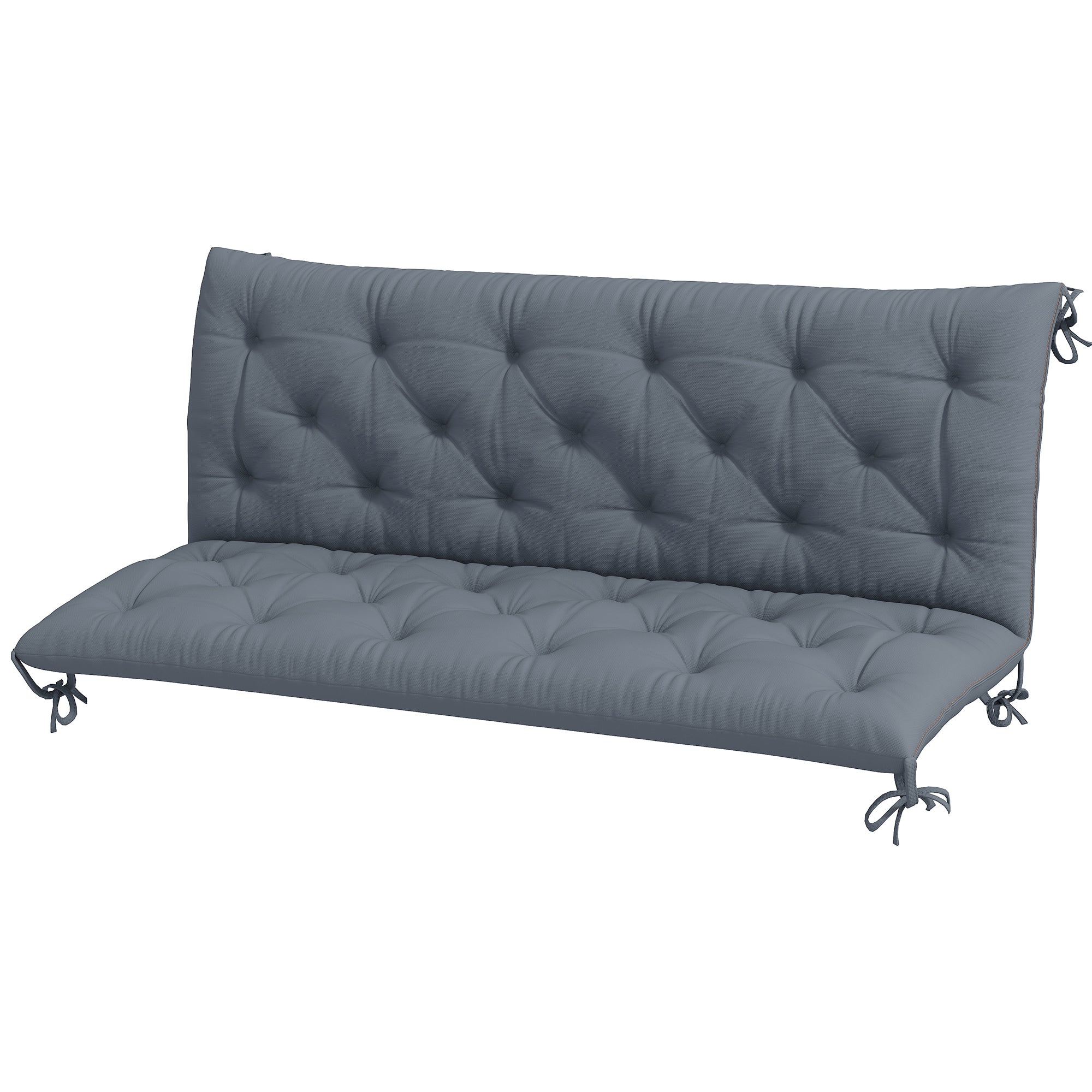 3 Seater Bench Cushion 150 x 98 x 8 cm Seat Pad with Straps Back Cushion for Indoor/Outdoor Upholstery Cushion for Bench Garden Bench Garden Furniture Porch Swings Dark Grey