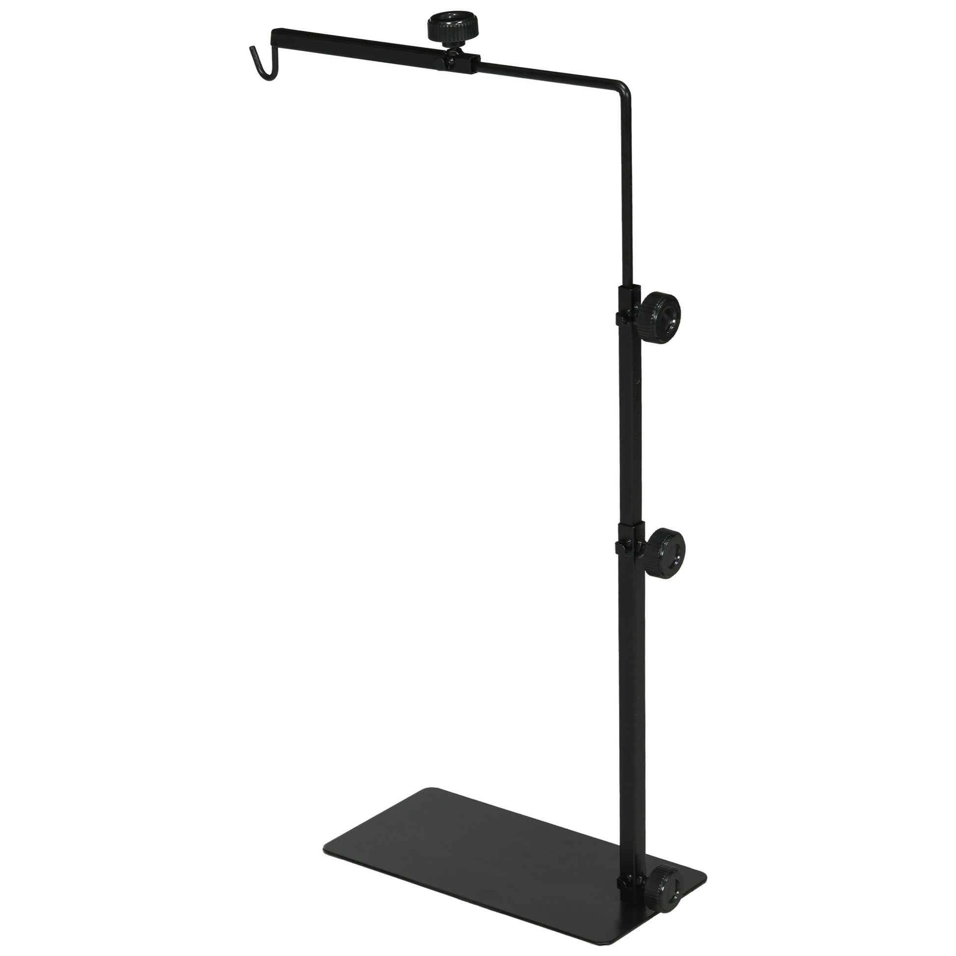Reptile Lamp Stand, Adjustable Heat Lamp Holder with Base, 4 Wire Slots, Lamp Holder for Reptiles, Turtles, Centipedes, Steel, Black