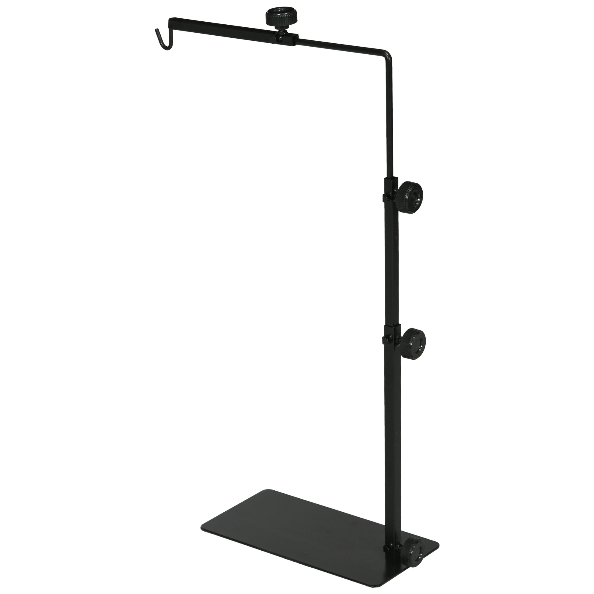 Reptile Lamp Stand, Adjustable Heat Lamp Holder with Base, 4 Wire Slots, Lamp Holder for Reptiles, Turtles, Centipedes, Steel, Black