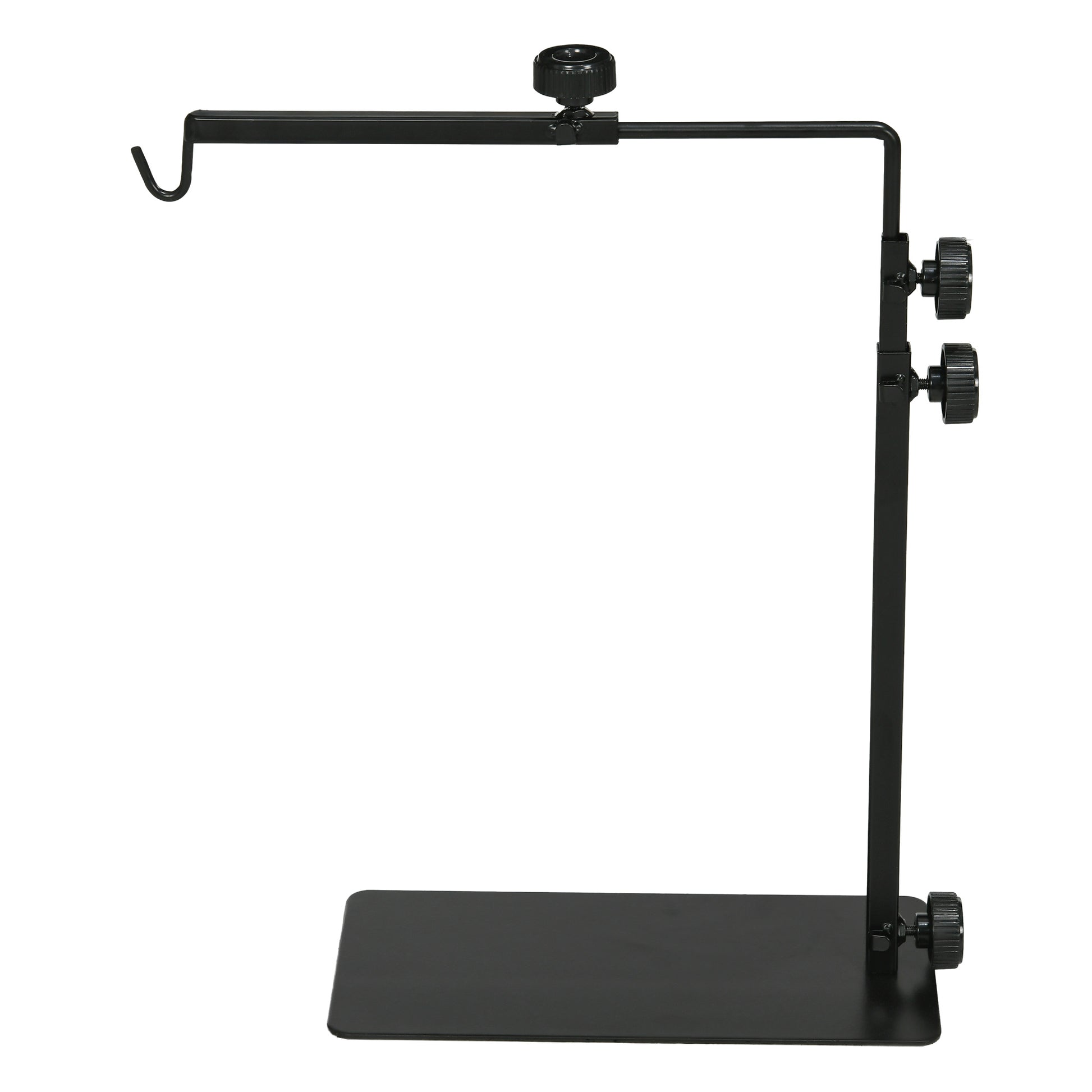Reptile Lamp Stand, Adjustable Heat Lamp Holder with Base, 4 Wire Slots, Lamp Holder for Reptiles, Turtles, Centipedes, Steel, Black