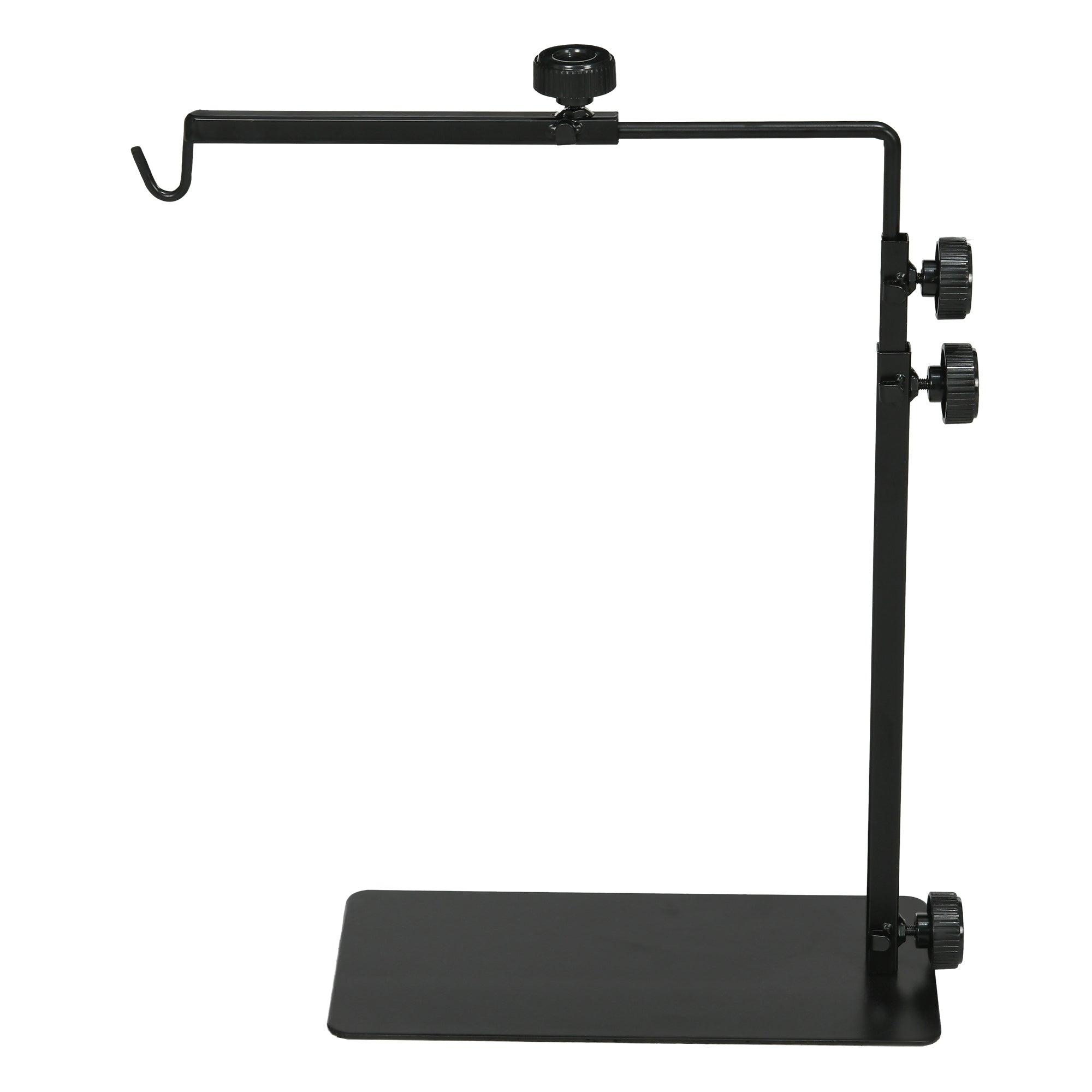 Reptile Lamp Stand, Adjustable Heat Lamp Holder with Base, 4 Wire Slots, Lamp Holder for Reptiles, Turtles, Centipedes, Steel, Black