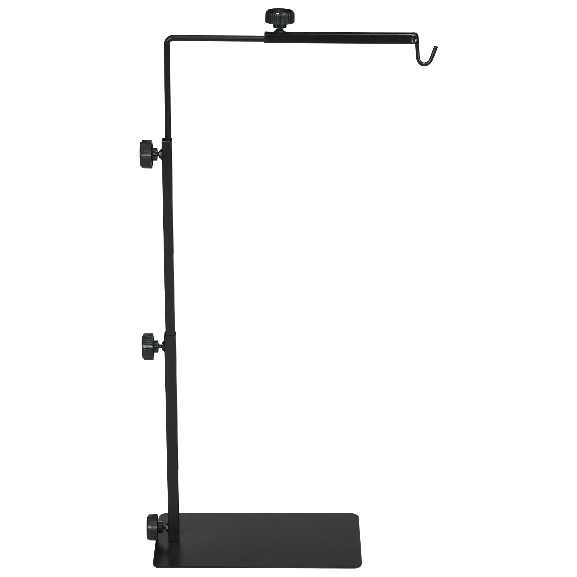 Reptile Lamp Stand, Adjustable Heat Lamp Holder with Base, 4 Wire Slots, Lamp Holder for Reptiles, Turtles, Centipedes, Steel, Black