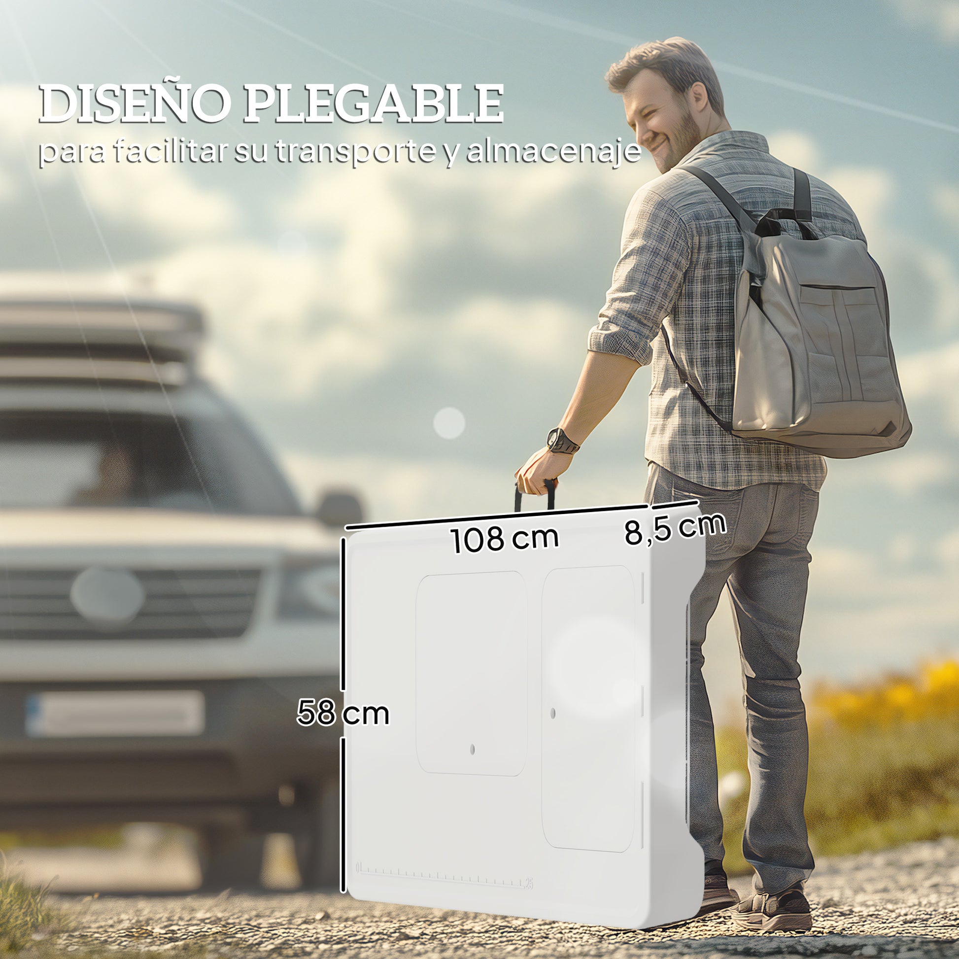 Portable Fish Cleaning Table Folding Camping Table with 2 Sinks Drainage Hose Cleaning Station and Faucet for Fishing BBQ 108x58x92 cm White