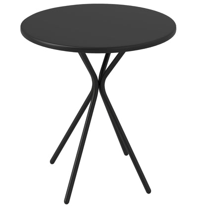 Patio Table Ø60 x 70 cm, Weatherproof Steel Balcony Table, Round Dining Table with Foot Pads Outdoor Camping Table Side Table, Patio Table for Garden Terrace Balcony Black